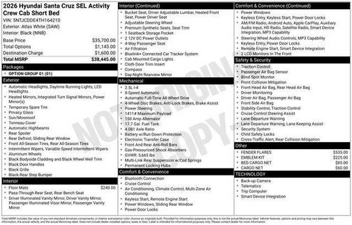 2026 Hyundai SANTA CRUZ SEL Activity
