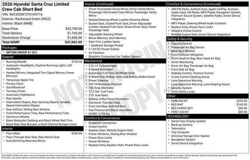 Green 2026 Hyundai SANTA CRUZ Limited