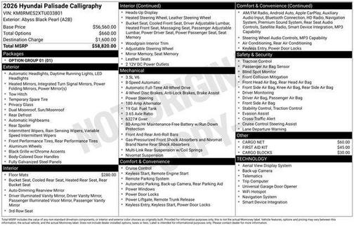 2026 Hyundai PALISADE Calligraphy