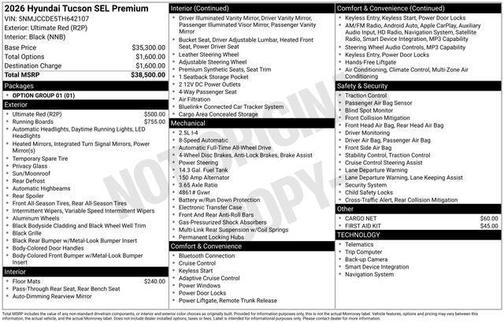 Red 2026 Hyundai TUCSON SEL Premium