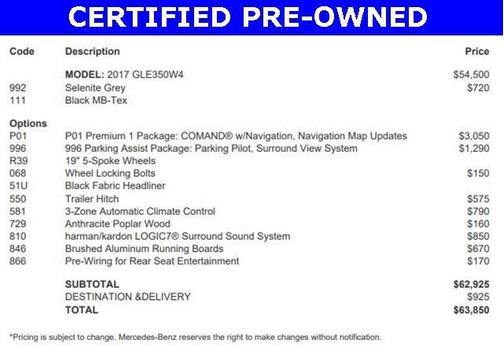 2017 Mercedes-Benz GLE 350 4MATIC