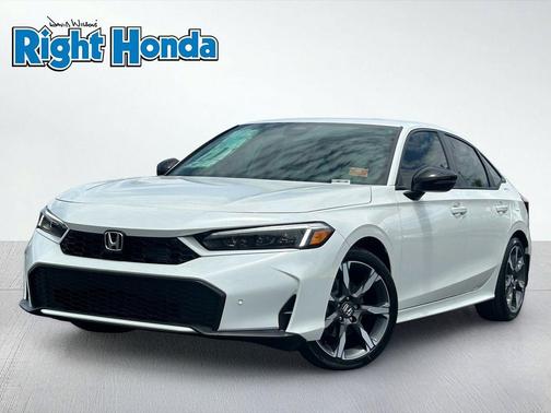 Platinum White Pearl 2026 Honda Civic Hybrid Sport Touring