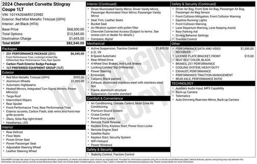 Red Mist Metallic Tintcoat 2024 Chevrolet Corvette Stingray w/1LT