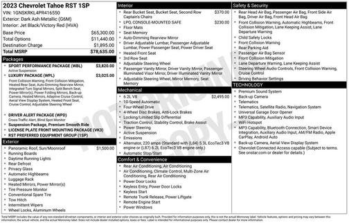 Dark Ash Metallic 2023 Chevrolet Tahoe 4WD RST