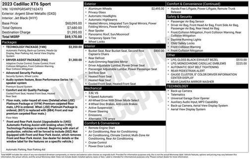 Argent Silver Metallic 2023 Cadillac XT6 Sport AWD