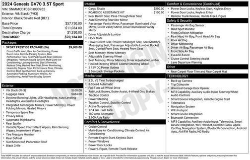 Vik Black 2024 Genesis GV70 3.5T AWD Sport