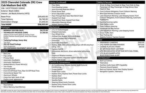 Black 2025 Chevrolet Colorado ZR2