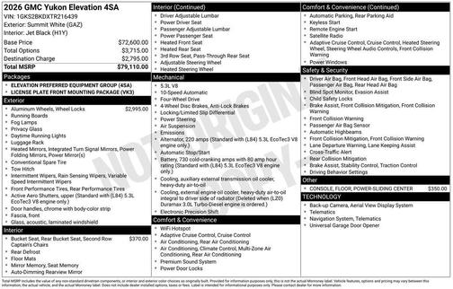 2026 GMC Yukon 4WD Elevation
