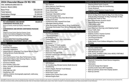 Black 2024 Chevrolet Blazer EV eAWD RS