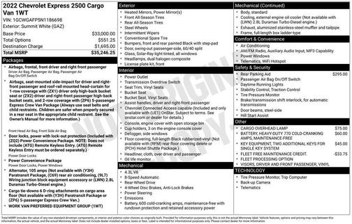 Summit White 2022 Chevrolet Express 2500 Work Van
