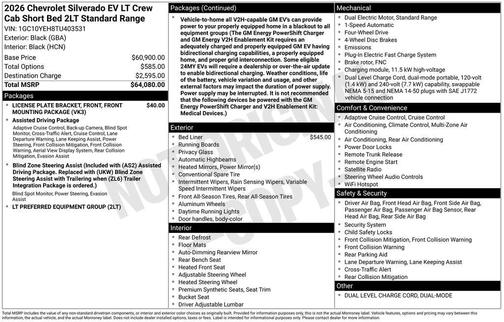 Black 2026 Chevrolet Silverado EV LT - Standard Range 4WD