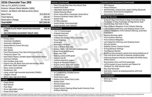 Mosaic Black Metallic 2026 Chevrolet Trax FWD 2RS