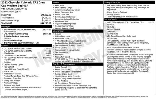 Black 2022 Chevrolet Colorado ZR2