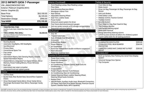 Platinum Graphite 2012 INFINITI QX56 Base