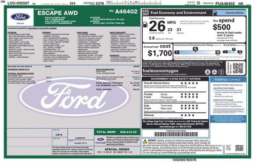 Star White Metallic Tri-Coat 2023 Ford Escape Platinum