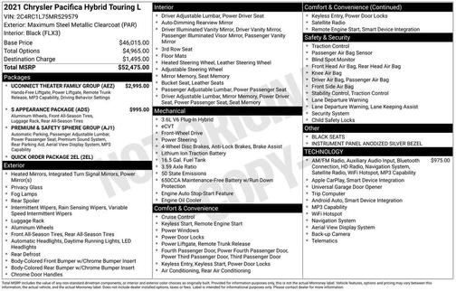 2021 Chrysler Pacifica Hybrid Touring L