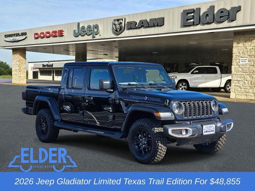 Black Clearcoat 2026 Jeep Gladiator Texas Trail 4x4