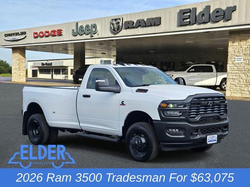 Bright White Clearcoat 2026 RAM 3500 Tradesman Regular Cab 4x4 8' Box