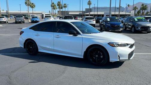 Platinum White Pearl 2025 Honda Civic Hybrid Sport