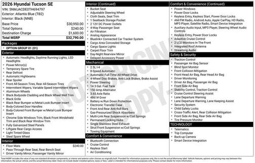 2026 Hyundai TUCSON SE