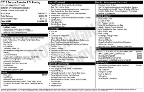 2018 Subaru Forester 2.5i Touring