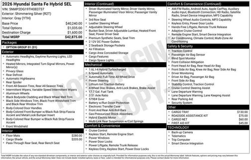 2026 Hyundai SANTA FE HEV SEL
