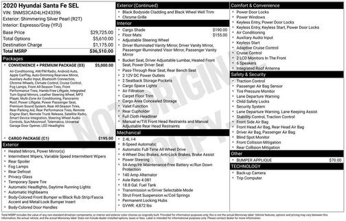 2020 Hyundai SANTA FE 2.4 SEL