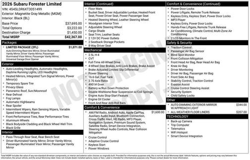 2026 Subaru Forester Limited