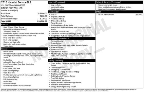 2010 Hyundai SONATA GLS