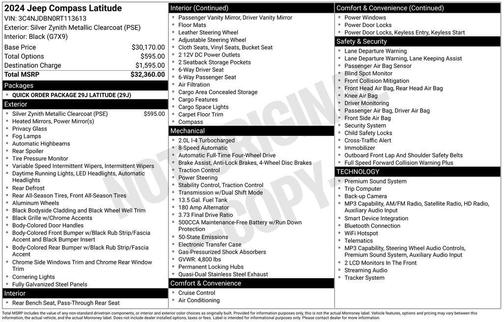 Silver Zynith 2024 Jeep Compass Latitude