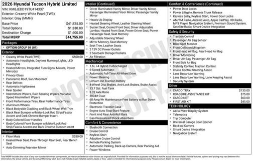 2026 Hyundai TUCSON Hybrid Limited