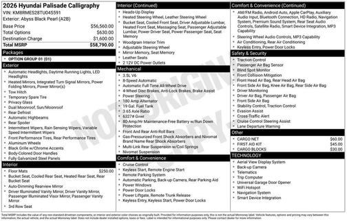 2026 Hyundai PALISADE Calligraphy