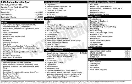 2026 Subaru Forester Sport
