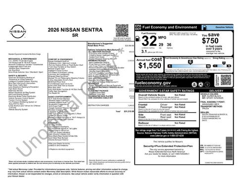 Super Black 2026 Nissan Sentra SR
