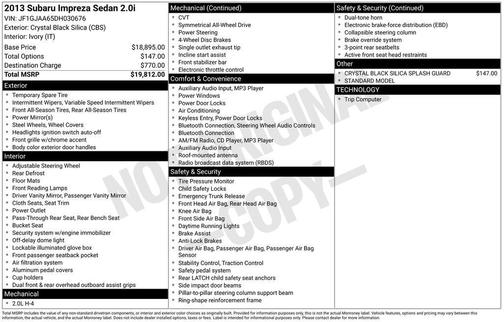 2013 Subaru Impreza 2.0i