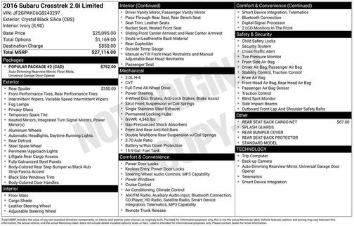 2016 Subaru Crosstrek 2.0i Limited