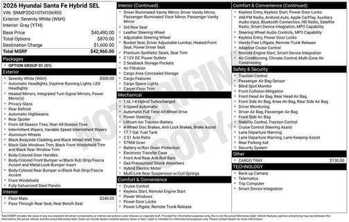 2026 Hyundai SANTA FE HEV SEL
