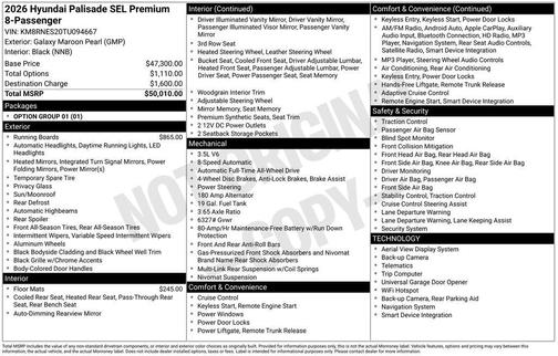 2026 Hyundai PALISADE SEL PREMIUM 8P