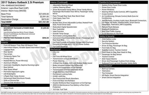 2017 Subaru Outback 2.5i Premium