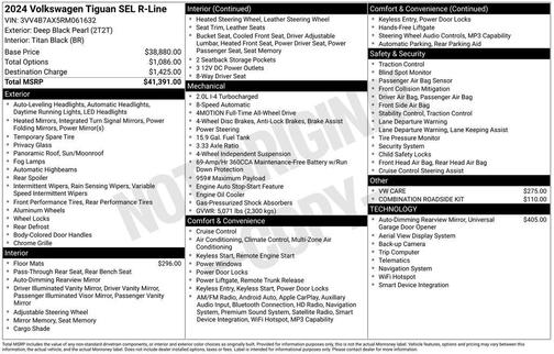 Deep Black Pearl Effect 2024 Volkswagen Tiguan 2.0T SEL R-Line