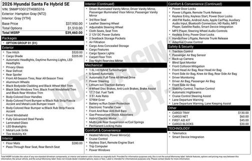 2026 Hyundai SANTA FE HEV SE