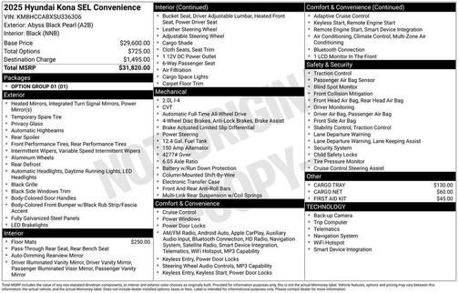 Abyss Black Pearl 2025 Hyundai KONA SEL