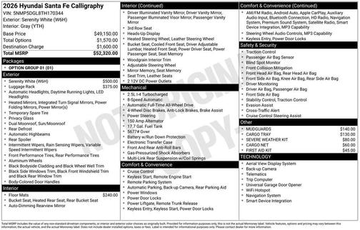 2026 Hyundai SANTA FE Calligraphy