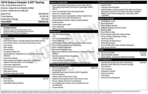 2018 Subaru Forester 2.0XT Touring