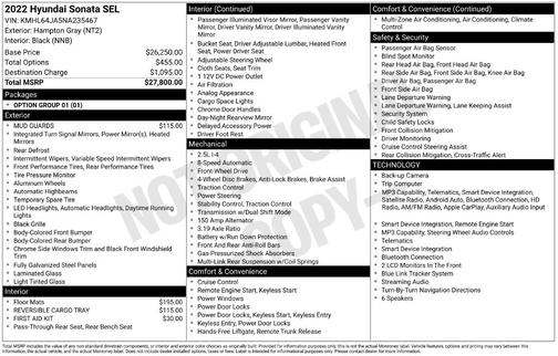 Hampton Gray 2022 Hyundai SONATA SEL