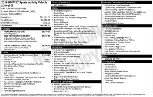 Mineral White Metallic 2019 BMW X7 xDrive50i