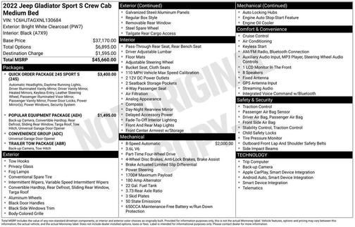 2022 Jeep Gladiator Sport