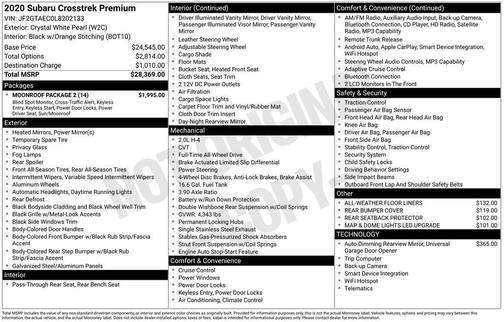 Crystal White Pearl 2020 Subaru Crosstrek Premium