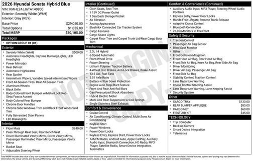 2026 Hyundai SONATA Hybrid Blue
