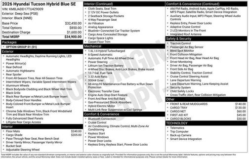 2026 Hyundai TUCSON Hybrid Blue SE
